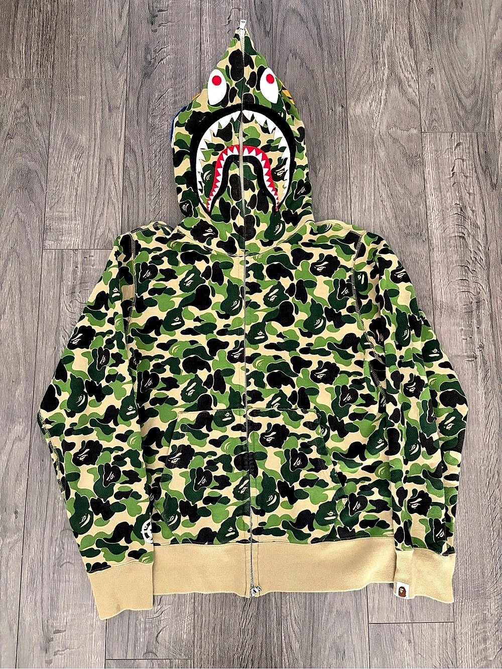 A Bathing Ape Shark Full Zip Hoodie Camo Green & Tan